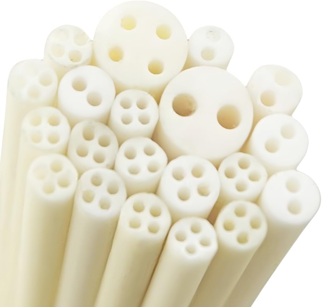 99% Alumina Ceramic Porous Tubes - High-Temperature Resistant Insulated Ceramic Rods for Scientific Research (Pack of 5)(4-Holes 8mmx2mmx250mm)
