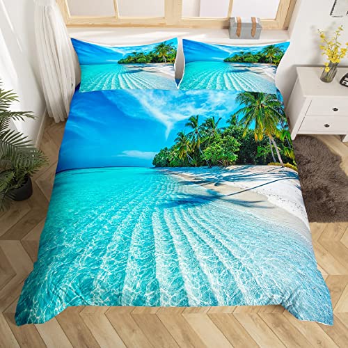 Homemissing La mer Parure de Lit 220x240cm La Plage Sets de Housse de Couette Palmiers Botanical...