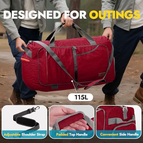 Image of Canway 85L Travel Duffel Bag, Foldable Weekender Bag with Shoes Compartment for Men Women Water-proof & Tear Resistant