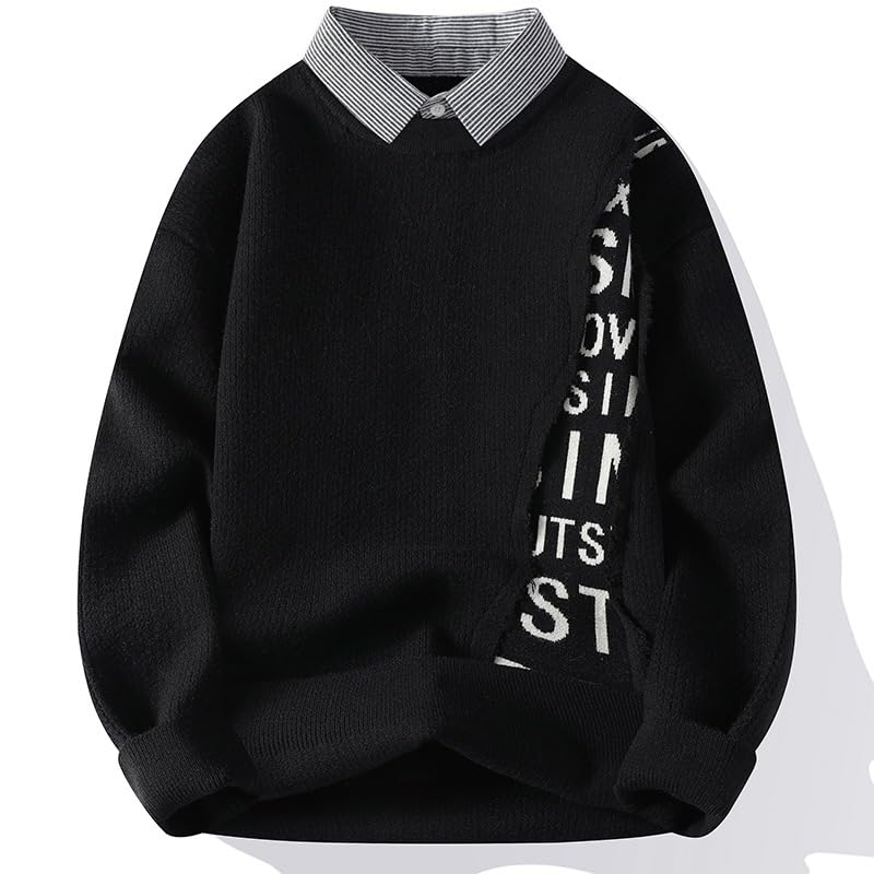 Men's Round Neck Sweater for Autumn and Winter,Knitted Sweater Thickened Warm Sweater4