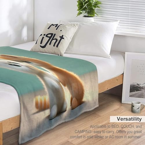 Plaid canapé taille 130x180 cm en couverture polaire chat mignon