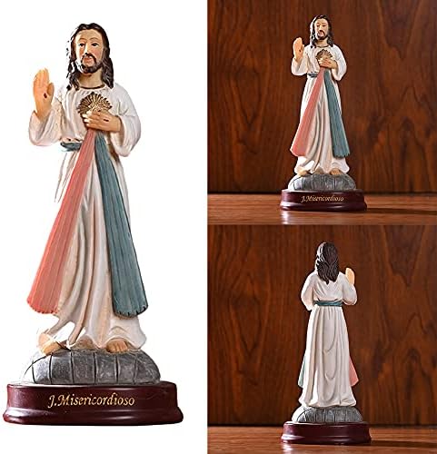 POHOVE Sacred Heart of Jesus Christ Lord Catholic,Christ Divine Mercy Renaissance Collection 5 Inch Colored Resin Small Statue