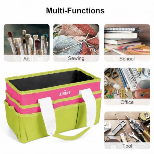Image of JJRING Craft Organizer Tote Bag Art Storage Caddy Bright Green and Red