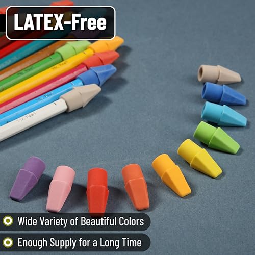 Image of Mr. Pen- Pencil Erasers Toppers, 120 Pack, Colorful, Latex Free, No Smudge | Mr Pen Erasers for Pencils, Pencil Top Erasers, Eraser Caps, Eraser Tops