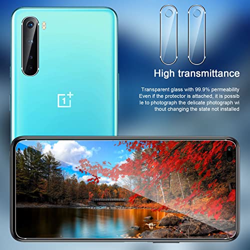GEEMEE für Nord de Pantalla Protector de Lente de cámara, 2 Pack + 2 Pack Cristal Templado Película Vidrio Templado 9H Alta Definicion Glass Screen Protector -Transparente