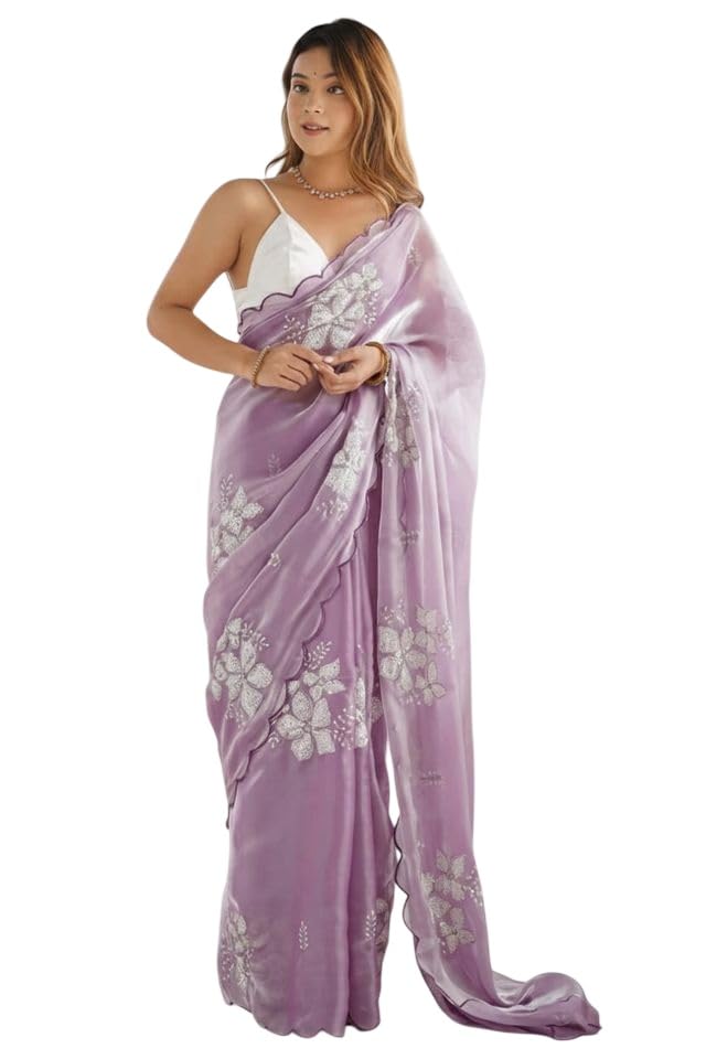 Sari Bollywood KULIA avec chemisier non cousu traditionnel pour femme