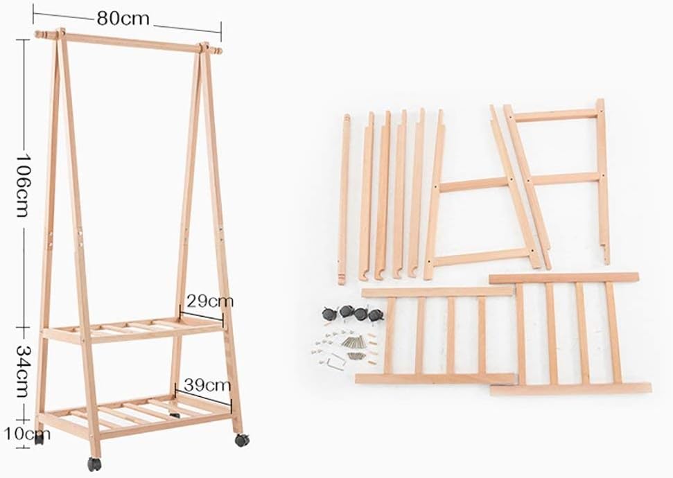 Coat Rack Solid Wood Bedroom floorbeech Hangers Removable Wooden Coat Rack Shoe Rack