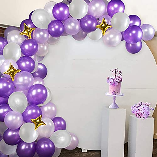 100 Pack Purple Silver Balloons,Dark Purple Ballons Mixed With Light Purple,12 Inch Thicked Latex Ballons For Wedding Birthday Baby Shower Mermaid Engagement Mardi Gras Party Decoration #TOP4