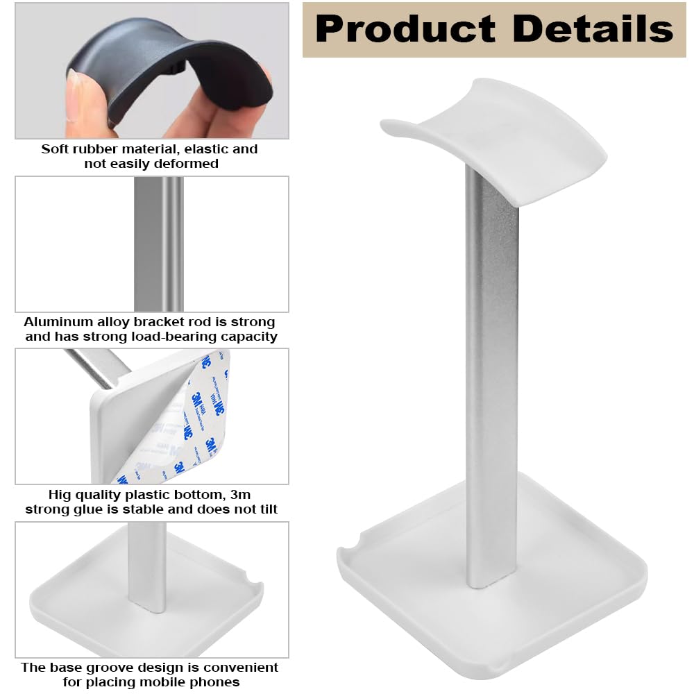 Supporto Per Cuffie Da Scrivania Con Vassoio - Gancio Curvo Universale | Base In Metallo
