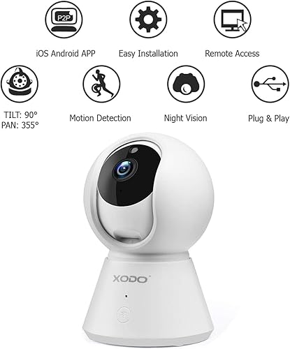 Miniatura 2 de XODO Cámara de seguridad inalámbrica, E6 IP 1080P HD Plug-in Cámara WiFi interior para seguridad del hogarmonitor de bebémascotaniñera, detección de