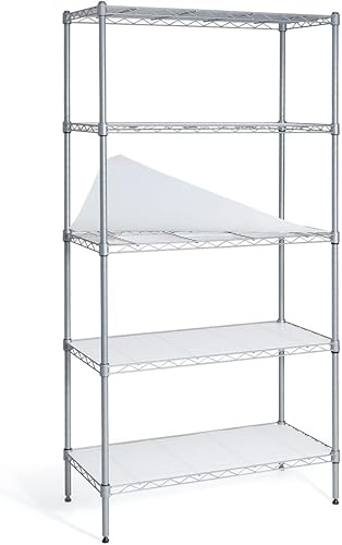 CAPHAUS NSF - Estantería de alambre de altura ajustable con forro, estantería de almacenamiento de sótano, estantería de almacenamiento de acero