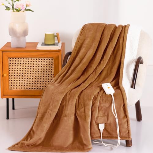 Templewet Heated Blanket Electric Throw 50" x 60" -Heated Throw Blanket with 4 Heating Levels & 3 Hours Auto Off,Machine Washable,ETL & FCC Certification(Maple Orange)
