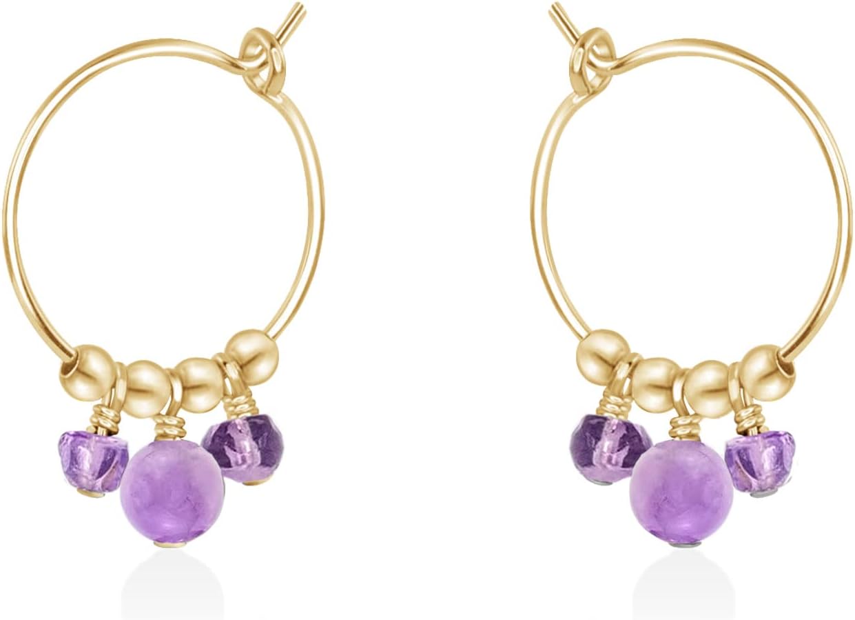 Luna Tide Lavender Amethyst Hoop Earrings in 14k Gold Fill