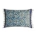The HomeCentric Dekoracyjny Niebieski Poszewka na poduszkę lędźwiową, 30 x 60 cm Zamsz Poszewka na poduszkę, Poszewka na poduszkę z Koronki i indygo, Geometryczny Poszewka na poduszkę - Indigo Square