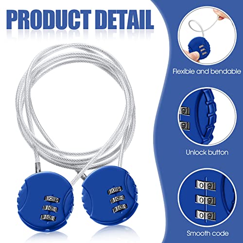 6 Pieces Cable Locks Combination Locks Cable Luggage Locks 3 Digit Thin Combo Padlock Waterproof Travel Padlock For Travel Gym Bike Backpack Cabinet 30 Inch, 5.31 Inch Wire Rope #TOP4