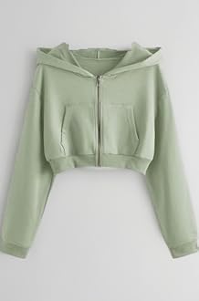 Casual Wear Solid Crop Zipper Jacket Hooded Neck Full Sleeves Hoodie for Women