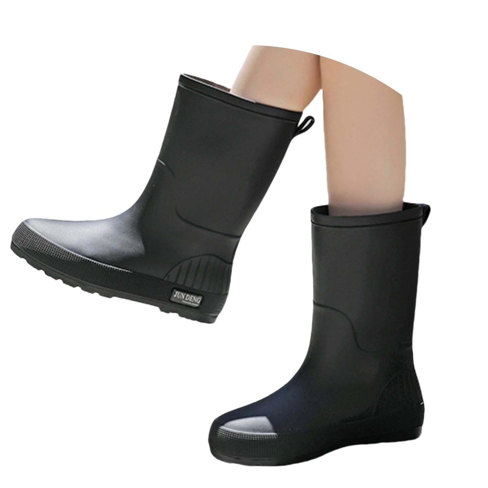 FGUUTYM Bottes de pluie pour femme - Avec pieds larges - En caoutchouc - Courtes - Imperméables - Antidérapantes - Pour le jardin et la randonnée