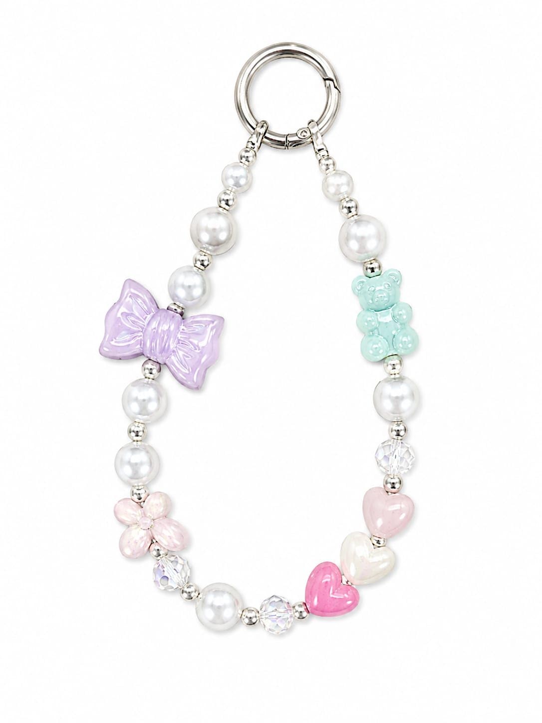 Cute Beaded Mobile Charm Hanging Holder | Kawaii Phone Charm Strap with Pearl, Teddy Bear, Bow, Heart & Flower Beads | Phone Hanging Charm | Cell Phone Charm Accessory | Gift for Women & Girls-image-44