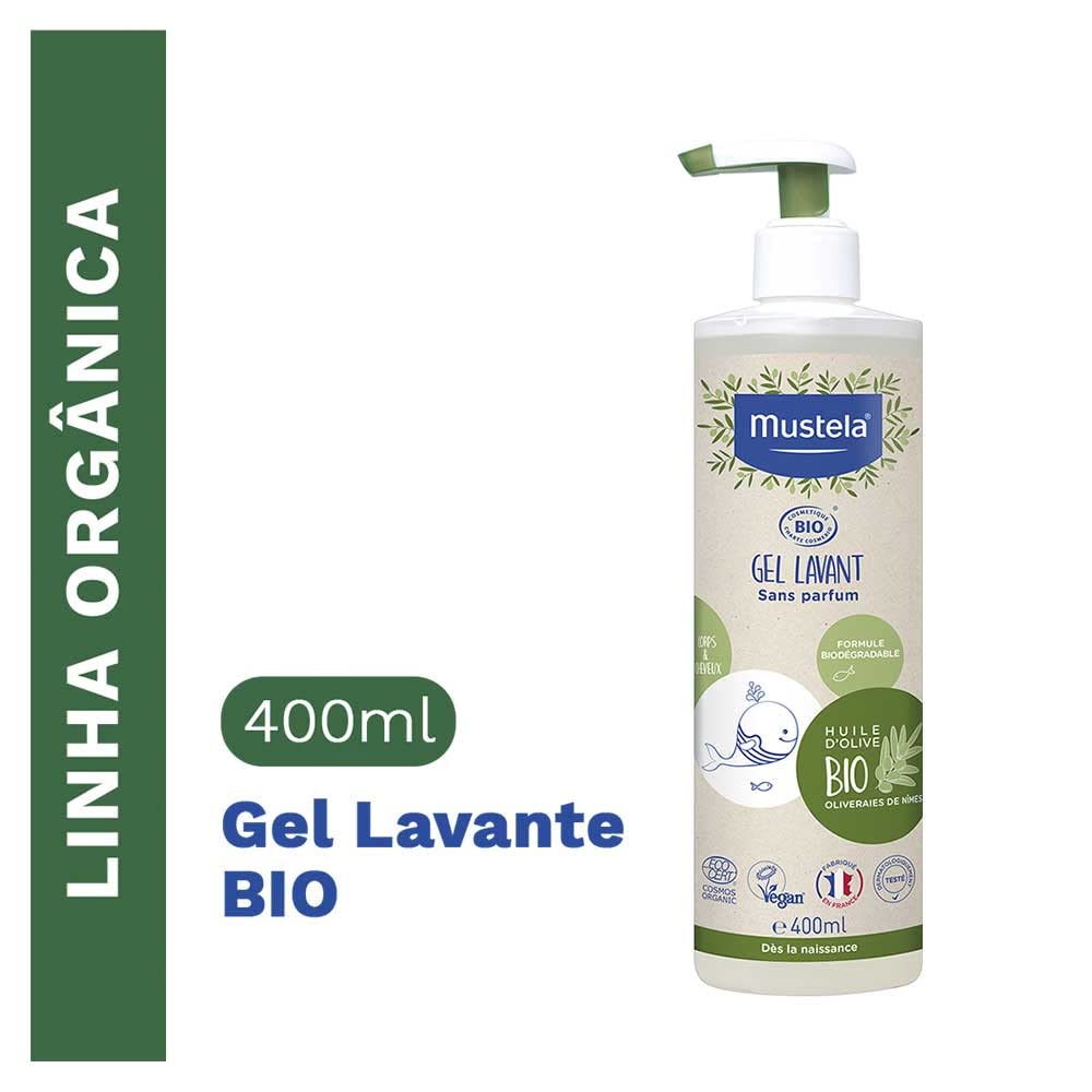 MUSTELA Gel champú Bio 400ml válvula dosificadora, Negro, 400 ml (Paquete de 1)