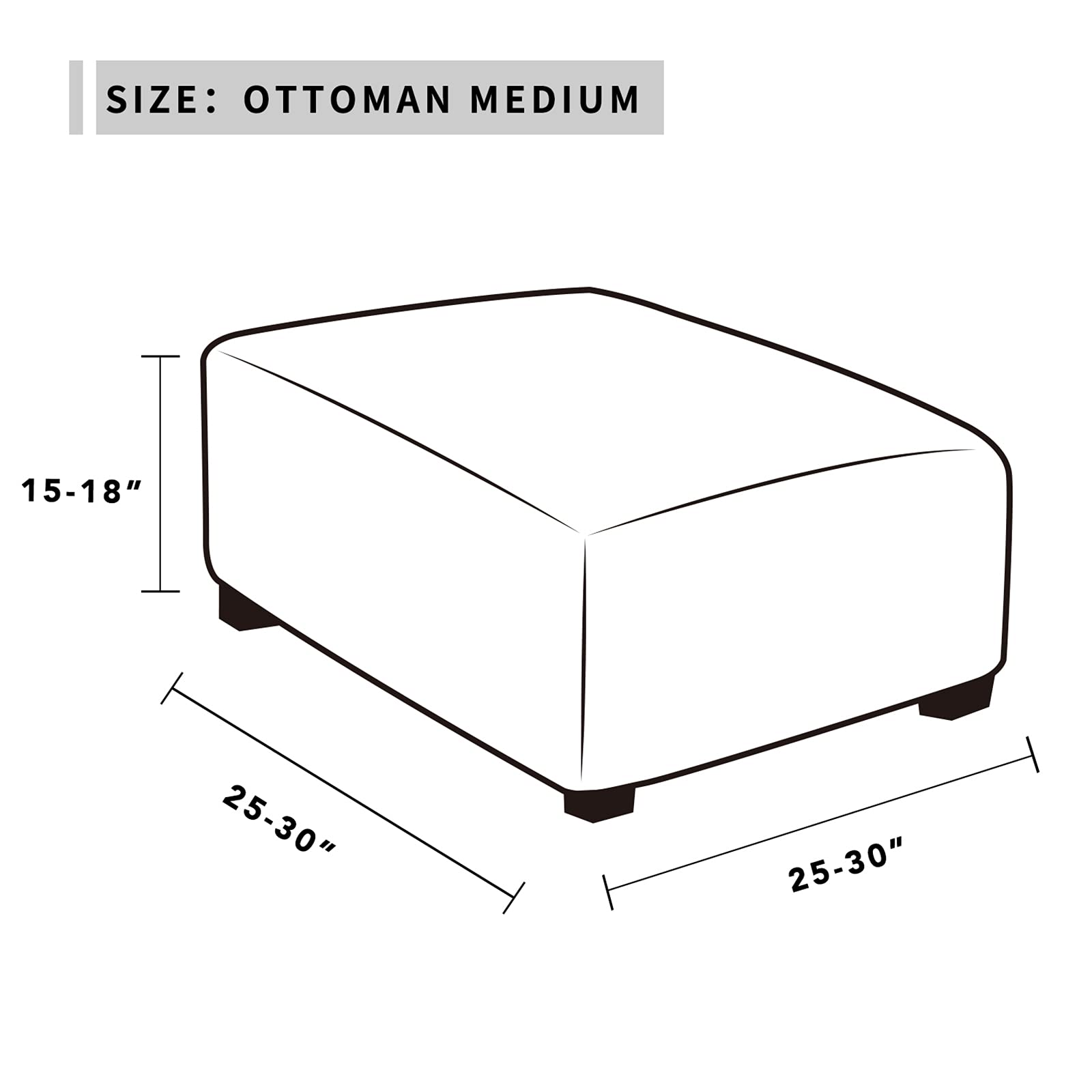 Easy-Going Funda elástica para otomana, plegable, protector de muebles, funda rectangular suave con parte inferior elástica (mediano, azul oscuro)