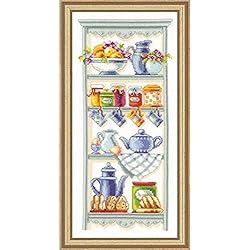 Estanterias Quatro Vervaco PN-0021710 - Kit de Punto de Cruz para Cuadro (diseño romántico de estantería de Cocina)