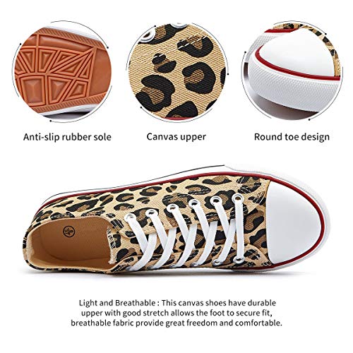White Sneakers For Women Low Top Canvas Shoes Womens Canvas Sneakers Women's Fashion Sneakers Slip On Casual Tennis Shoes(Leopard Print.us8) #TOP2