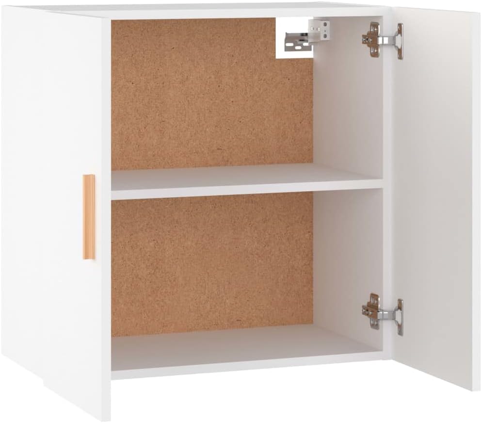 Wall Cabinet White Engineered Wood Storage Cabinet 23.6 in with 2 Doors for Living Room Bedroom Indoor Use Vertical Locker Style Storage Cupboard