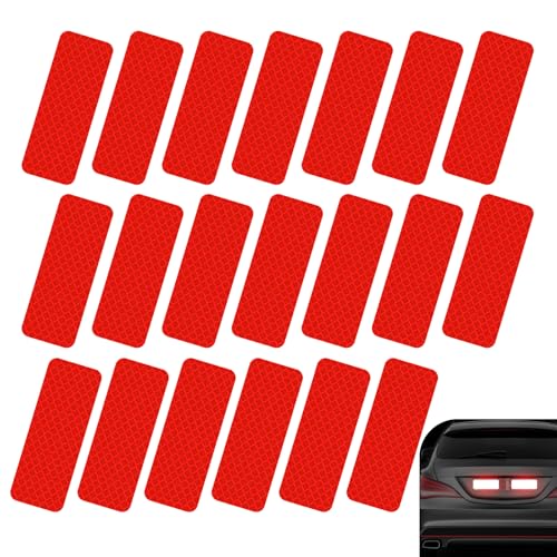 Ferianl 20PCS Reflective Stickers, 1.2″ x 3.15″ High Visibility Waterproof Reflective Strips, Safety Warning Tape for Car Motorcycle Bike Trailer Helmet Mailbox Bag (Red)