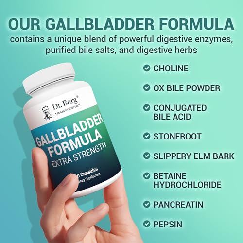 Dr. Berg Gallbladder Formula Extra Strength - with Ox Bile Powder and Conjugated Bile Acid - Digestive Enzymes Proprietary Blend - Full 45-Day Supply - 90 Vegetable Capsules