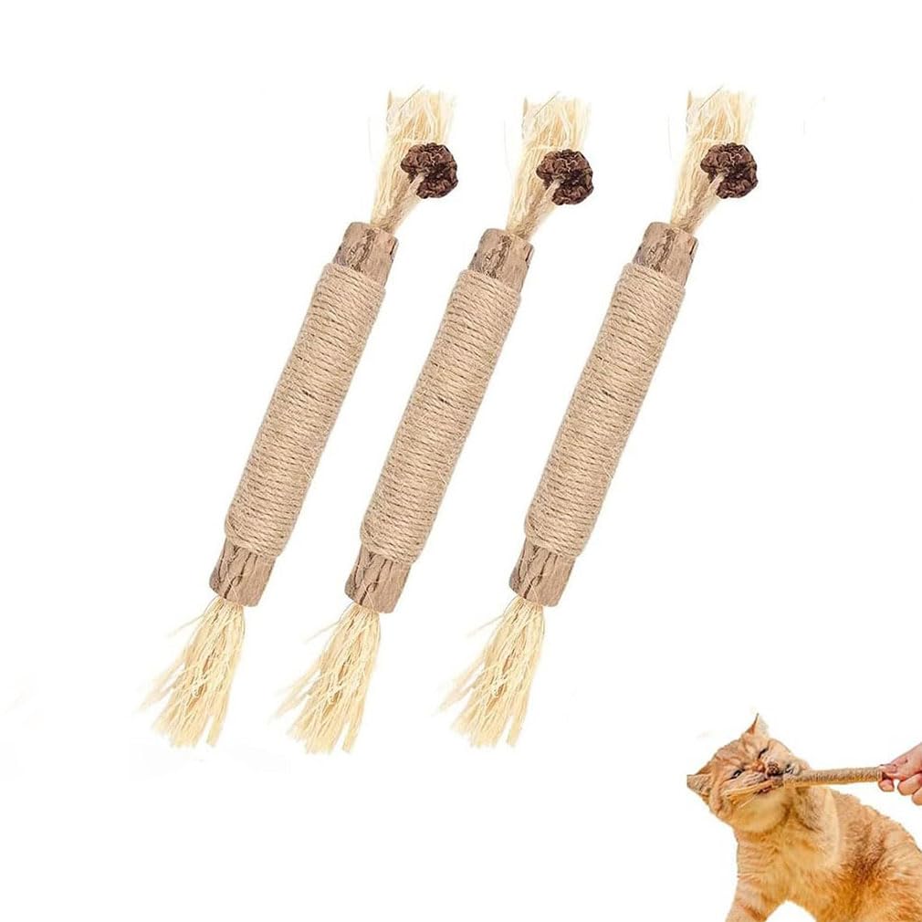 Puriq Natural Silvervine Dental Sticks, Silvervine Chew Sticks for Cats, Nylatails Silvervine Dental Stick, Matatabi Silvervine Chew Sticks, Natural Cat Teeth Nip Cleaning Catnip Toys for Cats (3PCS)
