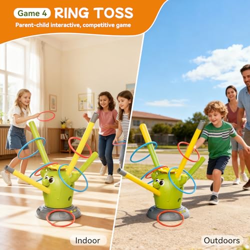 image for Oppvoci Cactus 4-in-1 Musical Jumping Toys Set with Ring Toss, Stompin