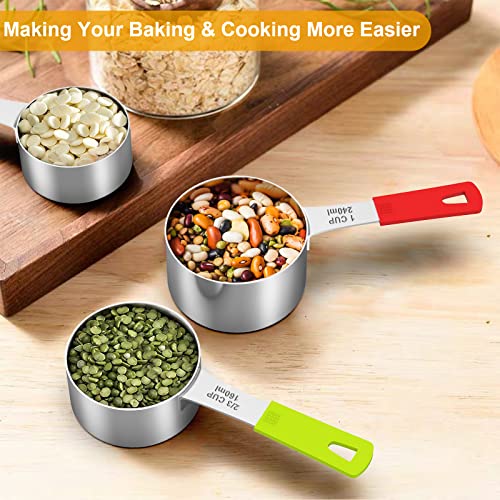 image for Wildone 8-Piece Measuring Cups Set, Stainless Steel Nesting Measuring 