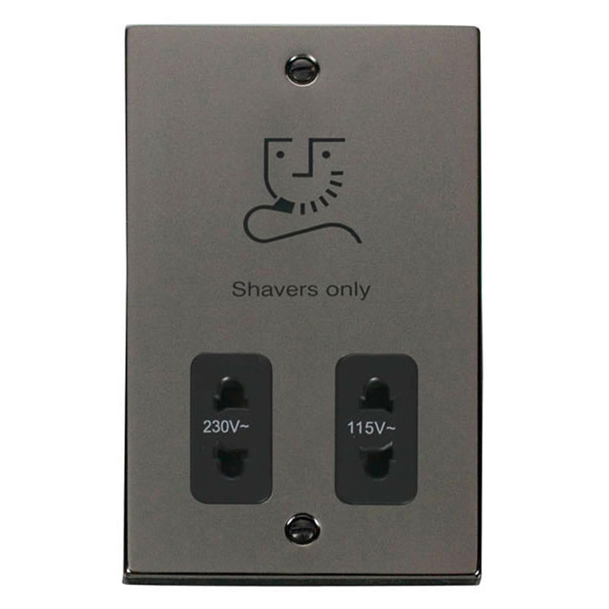 Click Black Nickel Shaver Socket 115V/230V
