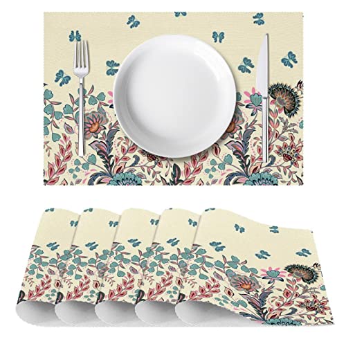Sets de table papillons fleurs beige 30x45cm antidérapants table à manger