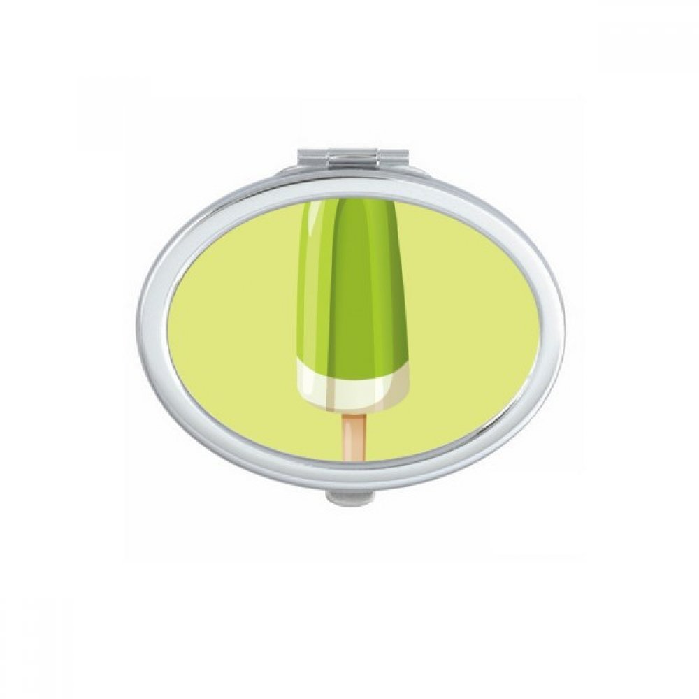 Miroir de maquillage compact ovale vert avec double grossissement pour des retouches faciles