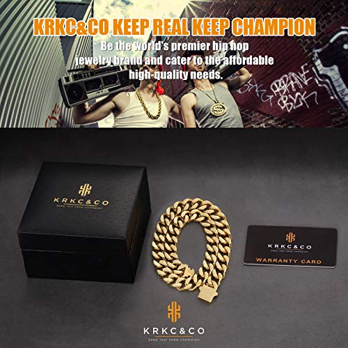 Krkc&Co 8/10/12/14Mm Mens Cuban Link Chain,18K Gold Miami Cuban Chain, 4-Side Cut,Hip Hop Jewelry,Solid No Tarnish Necklace,Durable And Anti-Tarnish Urban Street-Wear, Never Fading, Everlasting Shine #TOP5