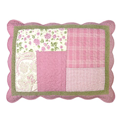 Donna Sharp Pillow Sham - Bashful Rose Contemporary Decorative Pillow Cover with Patchwork Pattern - Standard