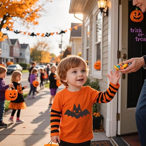 Kids Halloween Shirt Toddler Boys Girls Tees with Monster Struck Ghost Bat Pumpkin Face Graphics Long Sleeve 2-7t3