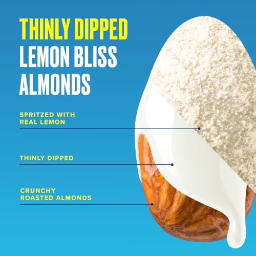 Image of SkinnyDipped Lemon Bliss Almonds Mini Snack Packs | 24 Pack | Crunchy Whole Almonds Thinly Dipped in Yogurt | Plant Protein Snack Packs