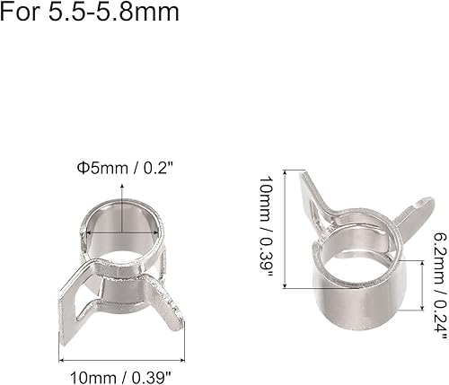 Miniatura 2 de uxcell Abrazadera de tubo de manguera de vacío de combustible de acción de 0.197 in, abrazadera de clip de aire de baja presión, niquelado