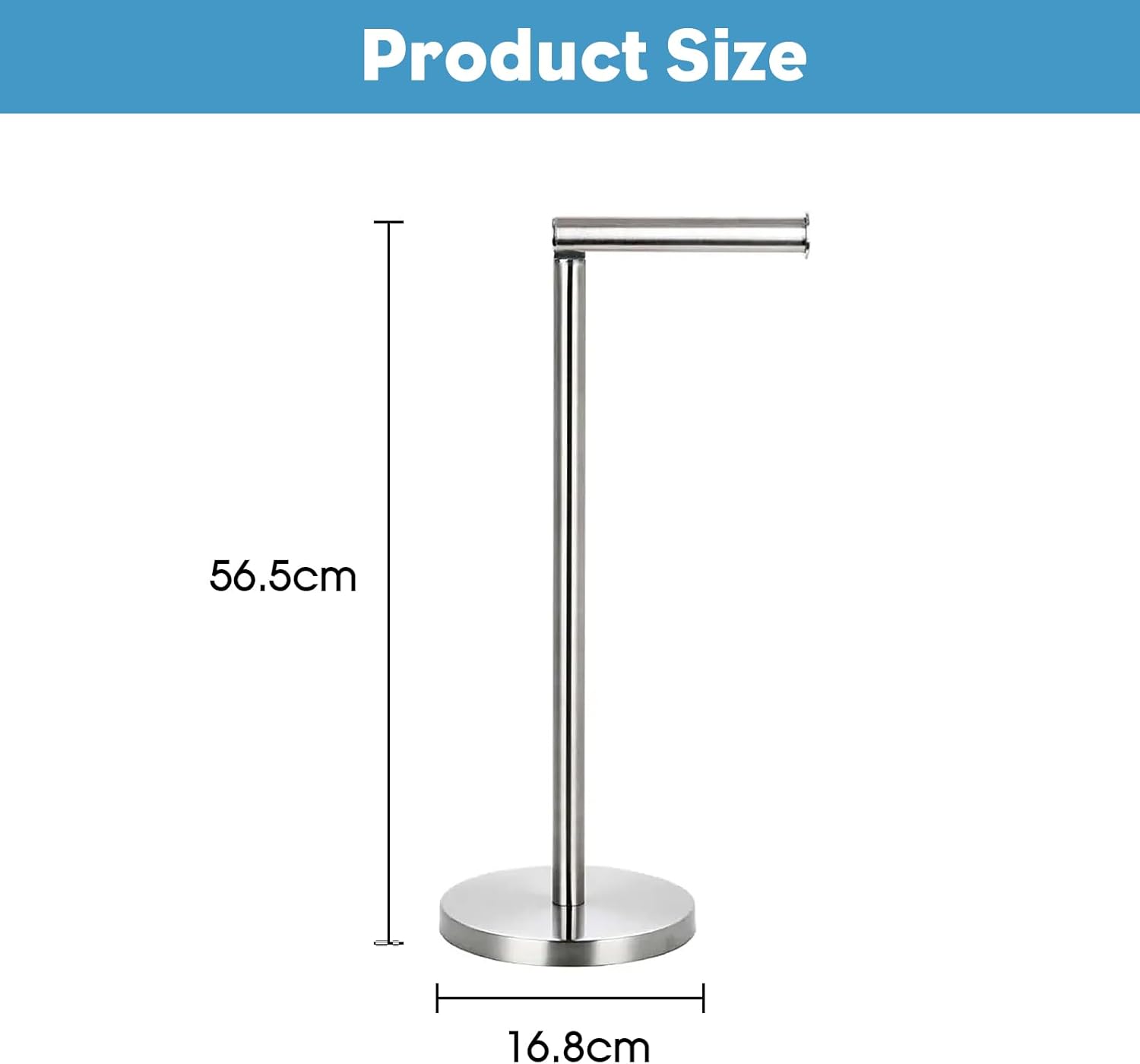 MEETOZ Free-standing Toilet Roll Holder, Stainless Steel Toilet Paper Holder, Premium Toilet Roll Stand for Bathroom 2 in 1 Holder and Storage for 5 Rolls