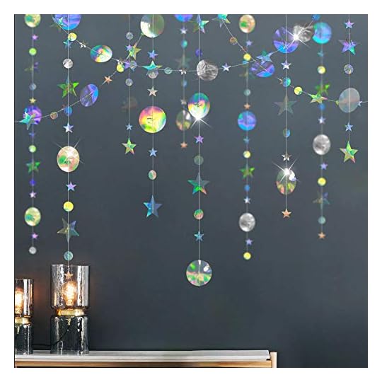 
                            Cheerland Bling Bling iridescent Twinkle Star Garland Streamer Kit for Party Decorations Glitter Metallic Circle dot Garland Glittery Bunting Garlands Banner for Wedding Kids Room Birthday Baby Shower
                        