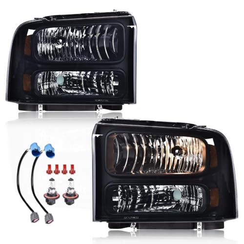 Image of GRAND ORANGE Headlights Fit 1999-2004 Ford F250 F350 F450 F550 Super Duty