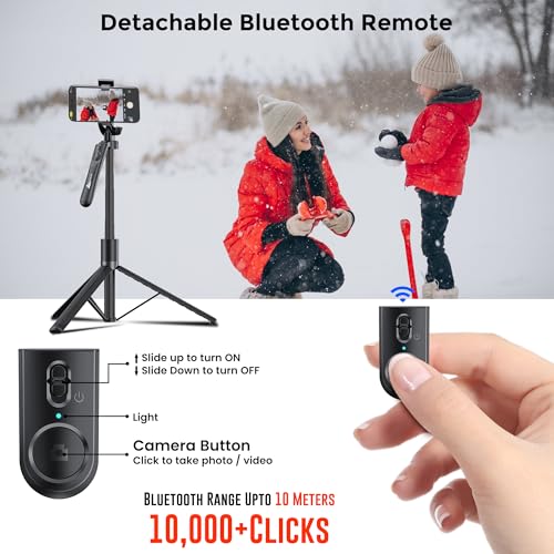 Image of WeCool Long Selfie Stick with Tripod Stand Extendable Upto 70 inch with 6section Telescopic Pole,360Rotating Handle & Reinforced Tripod Stand