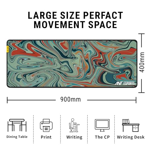 Image of Ant Esports Tropical Wave Unique Mouse Pad Gaming Mouse Pad Extended Mouse Mat for Mouse Keyboard Stitched Edges Waterproof Non-Slip Base Mousepads for Office Home Shop Gaming Extra Large Dusky Green