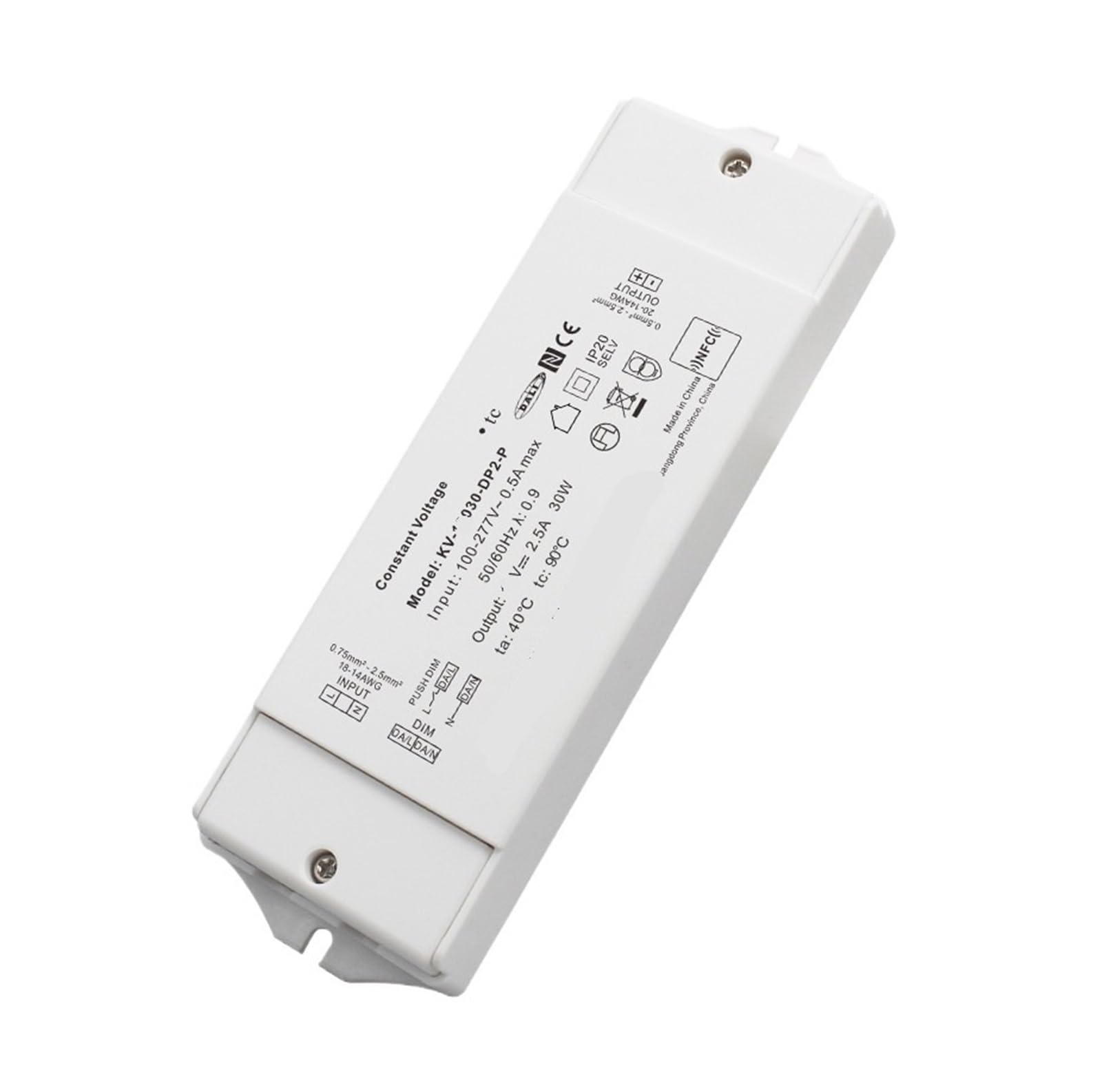 PWANUIGTE KV-30W-90W-DP2 Led dimming Power Driver Constant Voltage DALI 48v 36v 24v 12v Dali Plastic Shell(12V 30W)