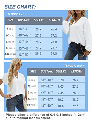 Vivifashion Women' S Business Casual Tops Split V Neck Ruffle Sleeve Chiffon Blouses Dressy Shirts Loose Tunic Oversized #TOP4