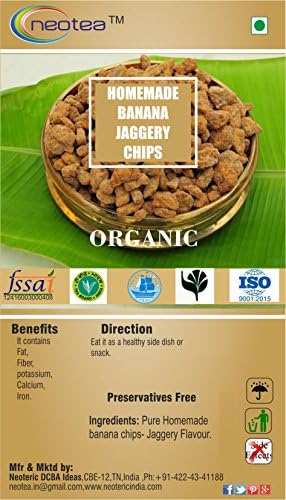 Neotea Organic Home Made Banana Chips, Jaggery Flavor - 250g