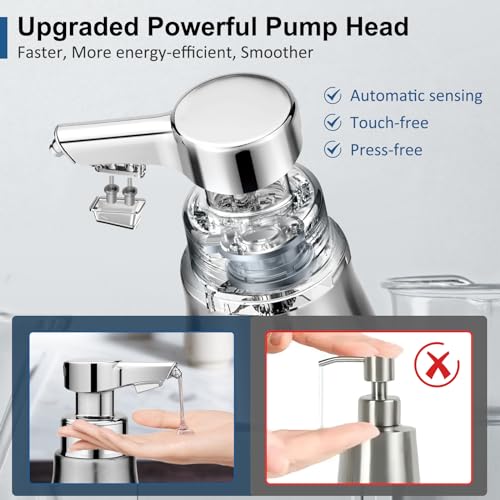 Automatic-Soap-Dispenser-Touchless-Stainless-Steel-Auto-Liquid-Hand-Dish-Soap-Dispenser-3-Level-Adjustable-Hands-Free-Electric-Silver-Soap-Dispenser-Rechargeable-for-Kitchen-Bathroom