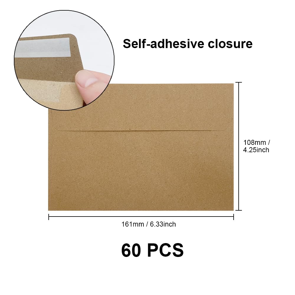 Lot De 40 Enveloppes Kraft Format C6 (16.2x11.3 Cm) - Noir, Papier épais, Non Imprimées, Pour Cartes, Invitations, DIY